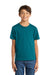 Port & Company PC54Y Youth Core Short Sleeve Crewneck T-Shirt Teal Blue Model Front