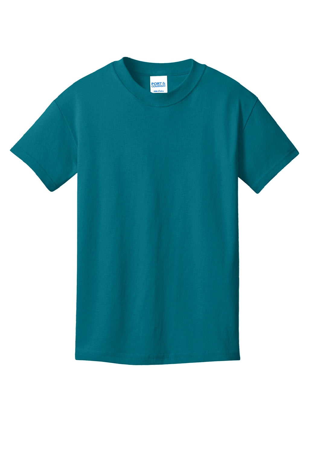 Port & Company PC54Y Youth Core Short Sleeve Crewneck T-Shirt Teal Blue Flat Front