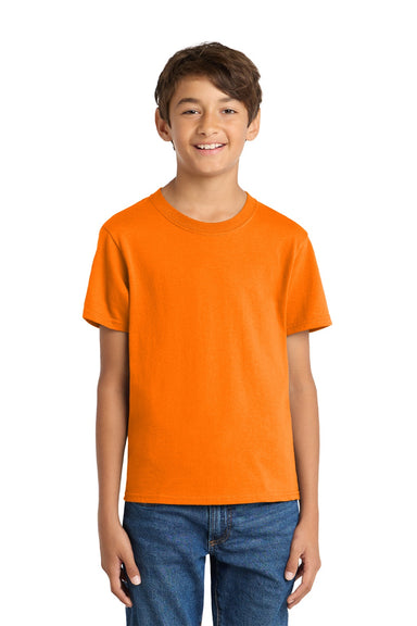 Port & Company PC54Y Youth Core Short Sleeve Crewneck T-Shirt Tennessee Orange Model Front