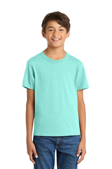 Port & Company PC54Y Youth Core Short Sleeve Crewneck T-Shirt True Celadon Blue Model Front