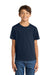 Port & Company PC54Y Youth Core Short Sleeve Crewneck T-Shirt True Navy Blue Model Front