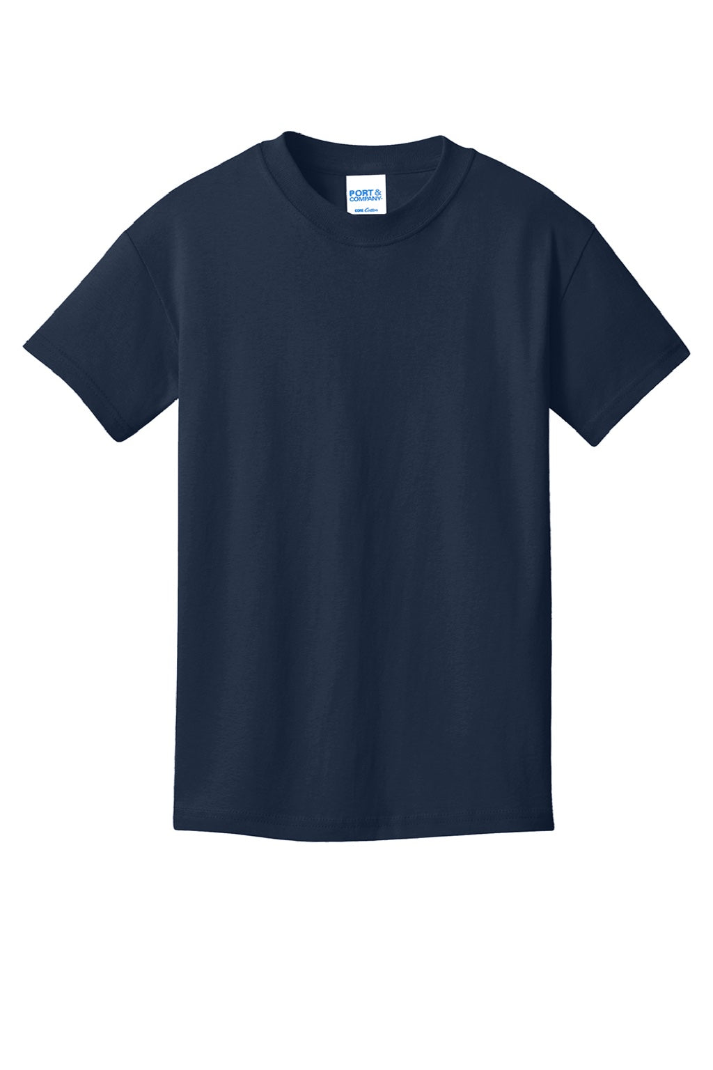 Port & Company PC54Y Youth Core Short Sleeve Crewneck T-Shirt True Navy Blue Flat Front