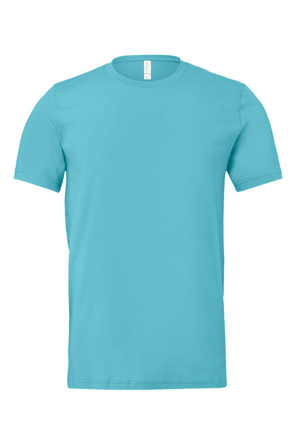 Bella + Canvas BC3001/3001C Mens Jersey Short Sleeve Crewneck T-Shirt Turquoise Blue Flat Front