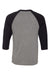 Bella + Canvas BC3200/3200 Mens 3/4 Sleeve Crewneck T-Shirt Heather Deep Grey/Black Flat Back