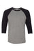 Bella + Canvas BC3200/3200 Mens 3/4 Sleeve Crewneck T-Shirt Heather Deep Grey/Black Flat Front