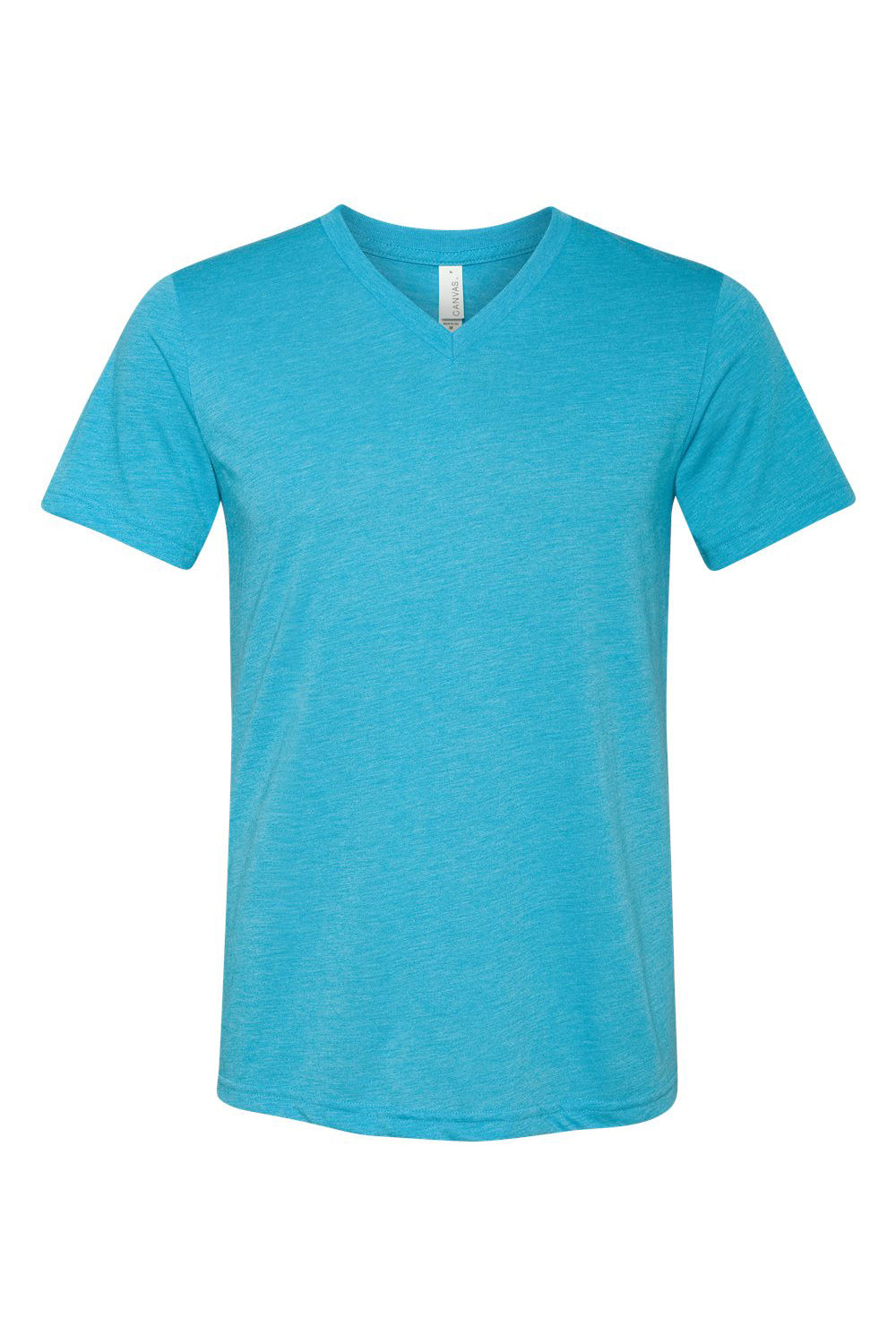 Bella + Canvas BC3415/3415C/3415 Mens Short Sleeve V-Neck T-Shirt Aqua Blue Flat Front
