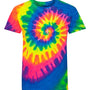 Dyenomite Youth Spiral Tie Dyed Short Sleeve Crewneck T-Shirt - Fluorescent Rainbow Spiral - NEW