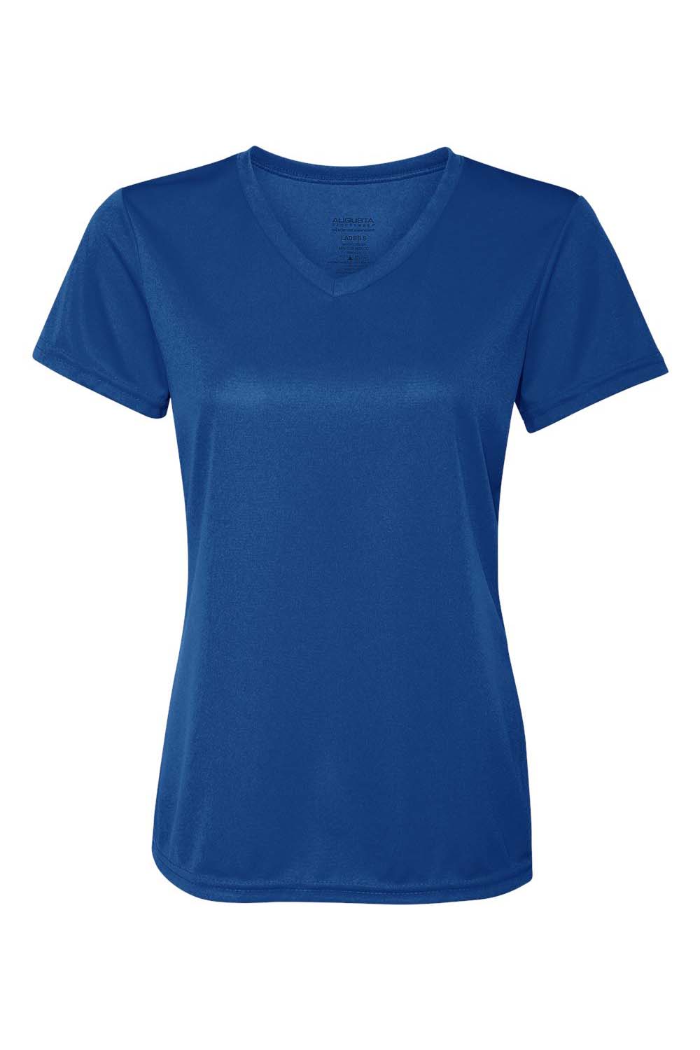 Augusta Sportswear 1790 Womens Moisture Wicking Short Sleeve V-Neck T-Shirt Royal Blue Model Flat Front