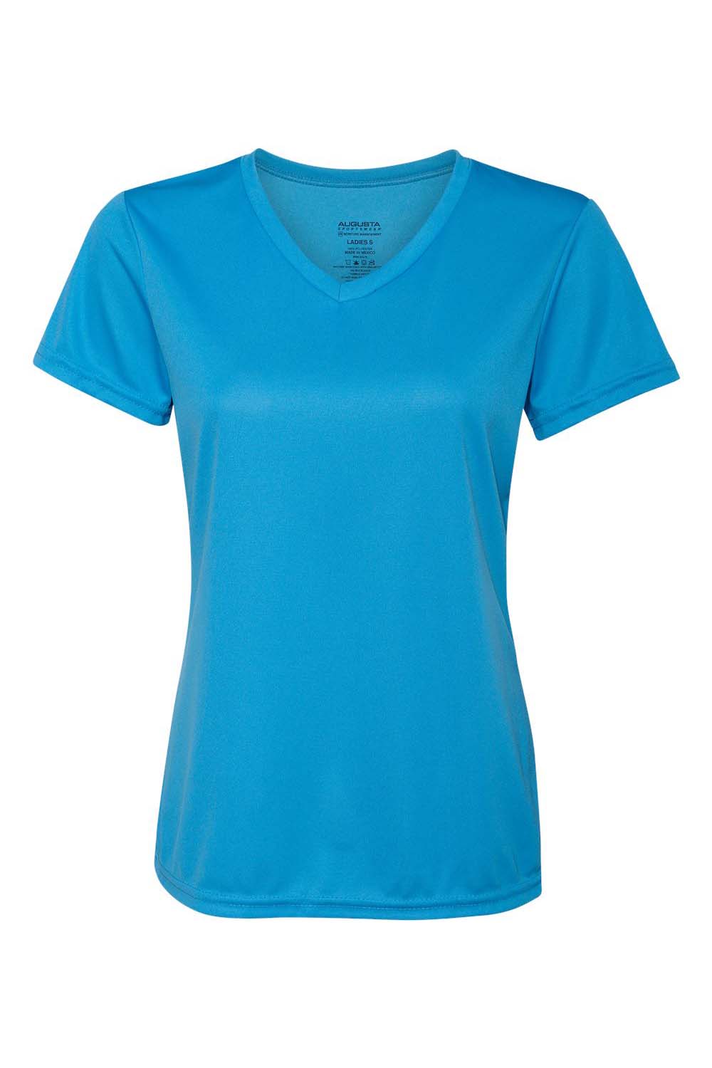 Augusta Sportswear 1790 Womens Moisture Wicking Short Sleeve V-Neck T-Shirt Power Blue Model Flat Front