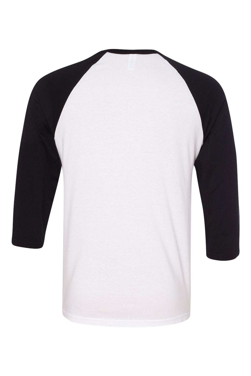 Bella + Canvas BC3200/3200 Mens 3/4 Sleeve Crewneck T-Shirt White/Black Flat Back