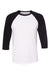Bella + Canvas BC3200/3200 Mens 3/4 Sleeve Crewneck T-Shirt White/Black Flat Front