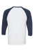 Bella + Canvas BC3200/3200 Mens 3/4 Sleeve Crewneck T-Shirt White/Navy Blue Flat Back