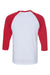 Bella + Canvas BC3200/3200 Mens 3/4 Sleeve Crewneck T-Shirt White/Red Flat Back
