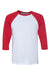 Bella + Canvas BC3200/3200 Mens 3/4 Sleeve Crewneck T-Shirt White/Red Flat Front