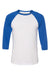 Bella + Canvas BC3200/3200 Mens 3/4 Sleeve Crewneck T-Shirt White/Royal Blue Flat Front