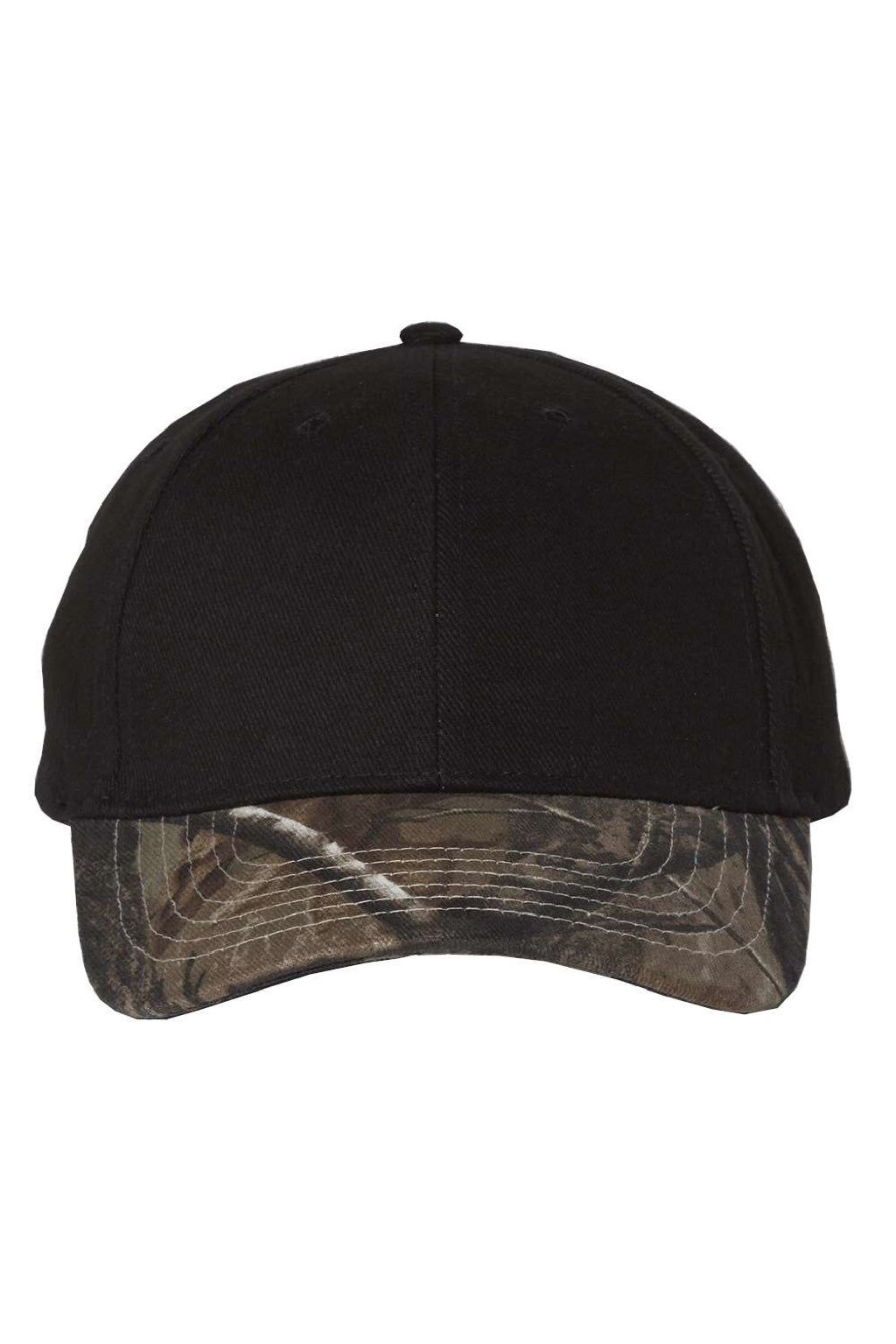 Kati Hats LC25 Mens Solid Crown w/ Camo Visor Adjustable Hat Black/Realtree AP Flat Front
