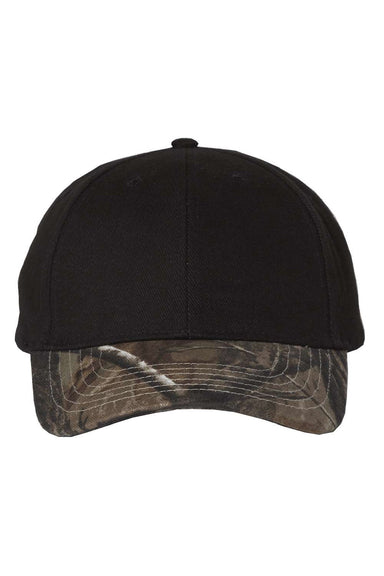 Kati Hats LC25 Mens Solid Crown w/ Camo Visor Adjustable Hat Black/Realtree AP Flat Front