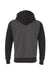 Independent Trading Company IND45UVZ Mens Varsity Full Zip Hooded Sweatshirt Hoodie w/ Pockets Heather Charcoal Grey/Black Flat Back