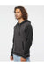 Independent Trading Co. IND45UVZ Mens Varsity Full Zip Hooded Sweatshirt Hoodie Heather Charcoal Grey/Black Model Side
