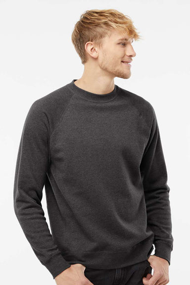 Independent Trading Company PRM30SBC Mens Special Blend Crewneck Raglan Sweatshirt Carbon Grey Model Front