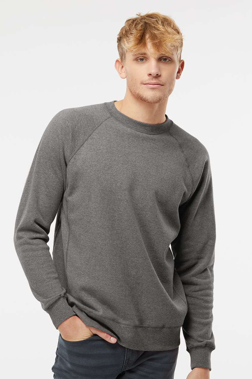 Independent Trading Company PRM30SBC Mens Special Blend Crewneck Raglan Sweatshirt Nickel Grey Model Front