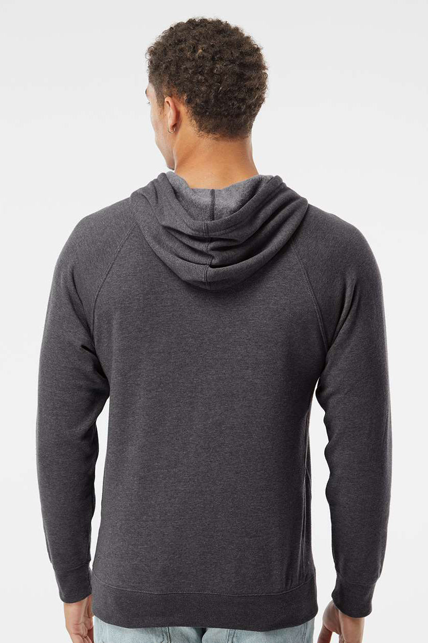 Independent Trading Company PRM33SBP Mens Special Blend Raglan Hooded Sweatshirt Hoodie w/ Pouch Pocket Carbon Grey Model Back