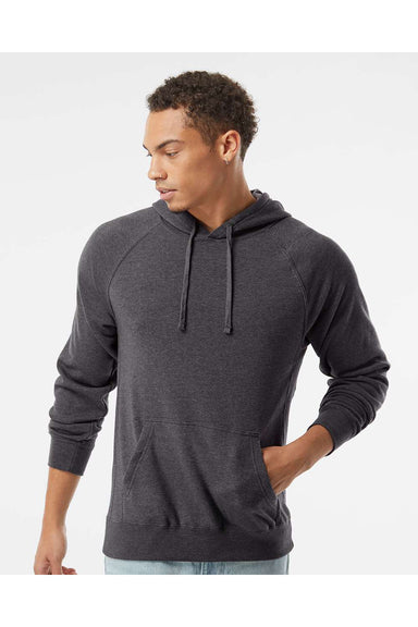 Independent Trading Co. PRM33SBP Mens Special Blend Raglan Hooded Sweatshirt Hoodie Carbon Grey Model Front