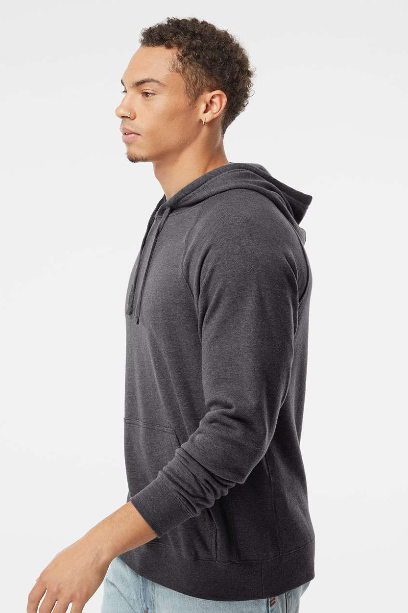 Independent Trading Company PRM33SBP Mens Special Blend Raglan Hooded Sweatshirt Hoodie w/ Pouch Pocket Carbon Grey Model Side