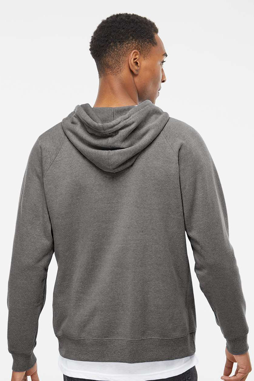 Independent Trading Company PRM33SBP Mens Special Blend Raglan Hooded Sweatshirt Hoodie w/ Pouch Pocket Nickel Grey Model Back