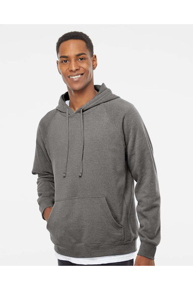 Independent Trading Co. PRM33SBP Mens Special Blend Raglan Hooded Sweatshirt Hoodie Nickel Grey Model Front