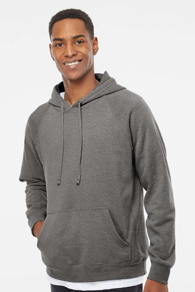 Independent Trading Company PRM33SBP Mens Special Blend Raglan Hooded Sweatshirt Hoodie w/ Pouch Pocket Nickel Grey Model Front