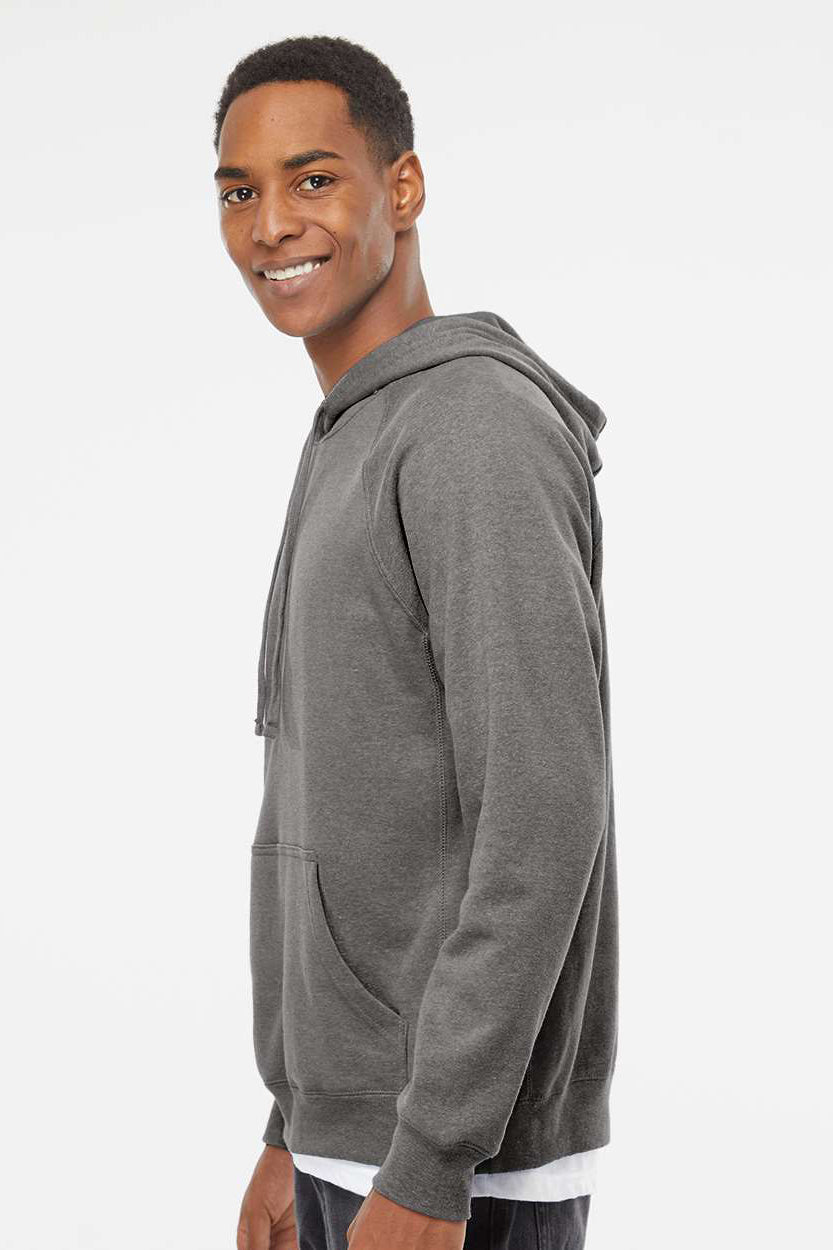 Independent Trading Company PRM33SBP Mens Special Blend Raglan Hooded Sweatshirt Hoodie w/ Pouch Pocket Nickel Grey Model Side