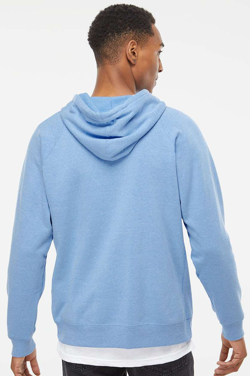 Independent Trading Company PRM33SBP Mens Special Blend Raglan Hooded Sweatshirt Hoodie w/ Pouch Pocket Pacific Blue Model Back