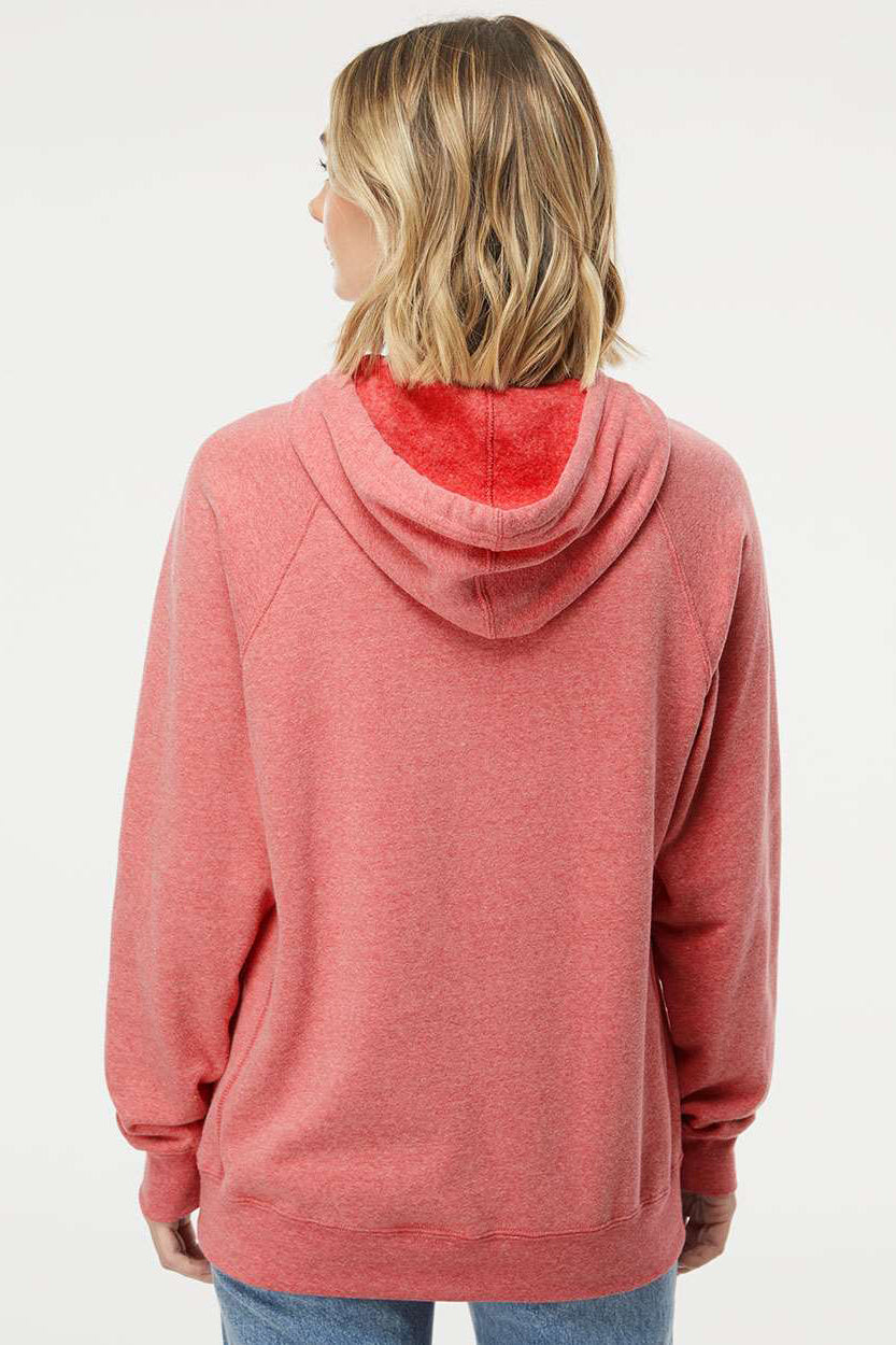 Independent Trading Company PRM33SBP Mens Special Blend Raglan Hooded Sweatshirt Hoodie w/ Pouch Pocket Pomegranate Model Back