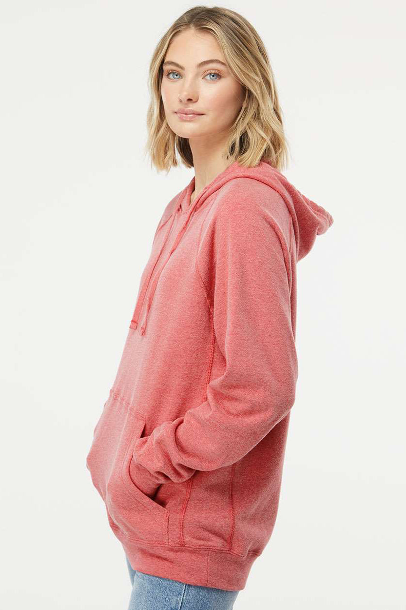 Independent Trading Company PRM33SBP Mens Special Blend Raglan Hooded Sweatshirt Hoodie w/ Pouch Pocket Pomegranate Model Side