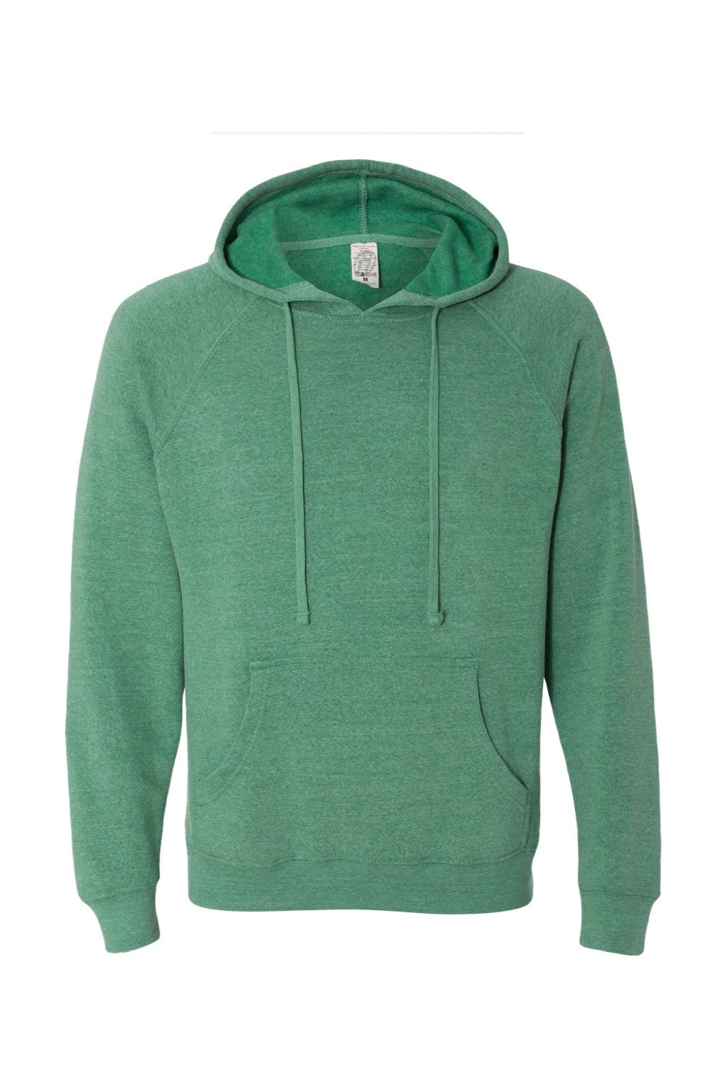 Independent Trading Company PRM33SBP Mens Special Blend Raglan Hooded Sweatshirt Hoodie w/ Pouch Pocket Sea Green Flat Front