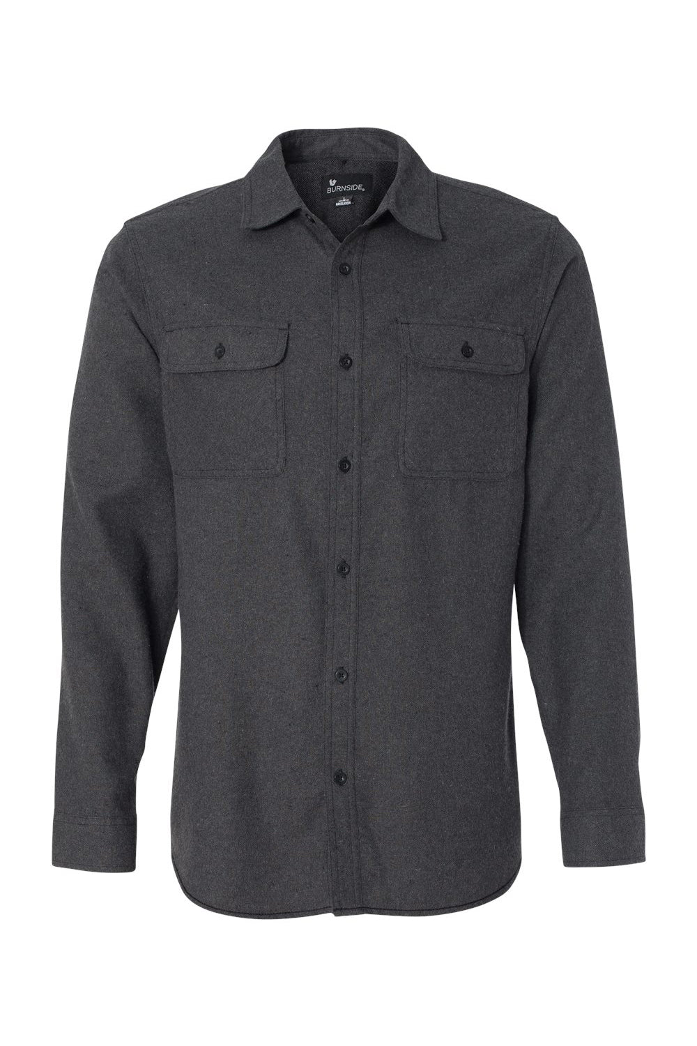 Burnside BU8200/8200 Mens Flannel Long Sleeve Button Down Shirt w/ Double Pockets Charcoal Grey Flat Front