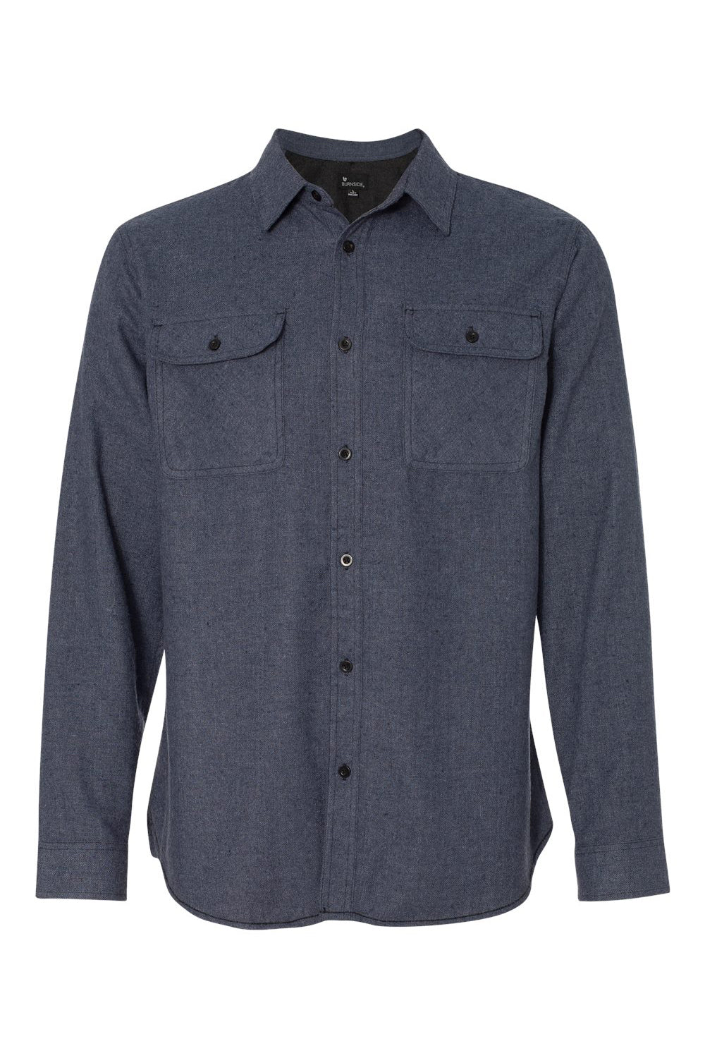 Burnside BU8200/8200 Mens Flannel Long Sleeve Button Down Shirt w/ Double Pockets Denim Blue Flat Front