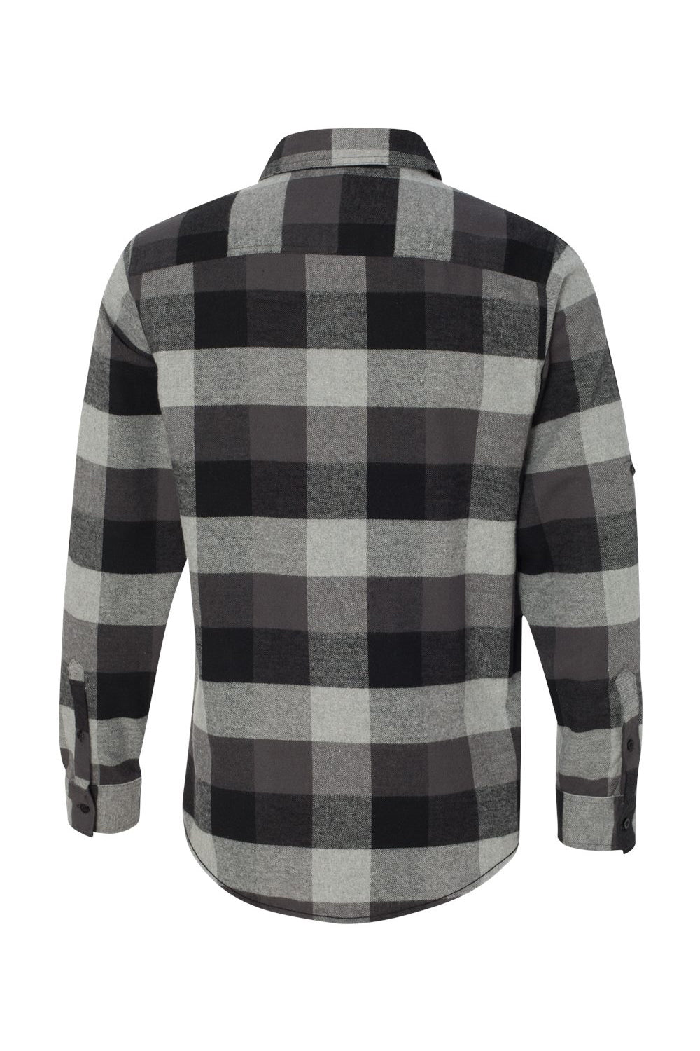 Burnside B8210/8210 Mens Flannel Long Sleeve Button Down Shirt w/ Double Pockets Black/Grey Flat Back