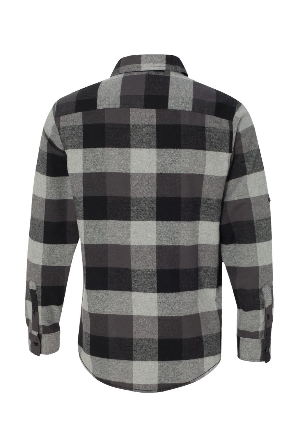 Burnside 8210 Mens Flannel Long Sleeve Button Down Shirt w/ Double Pockets Black/Grey Flat Back