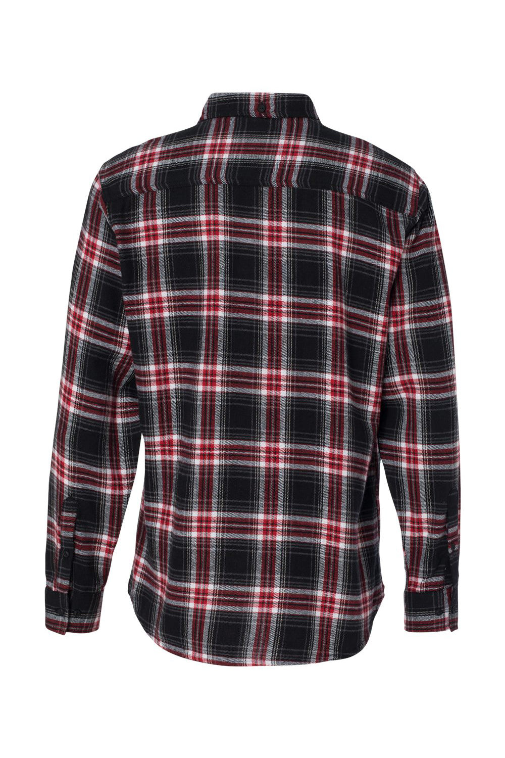 Burnside B8210/8210 Mens Flannel Long Sleeve Button Down Shirt w/ Double Pockets Red Flat Back