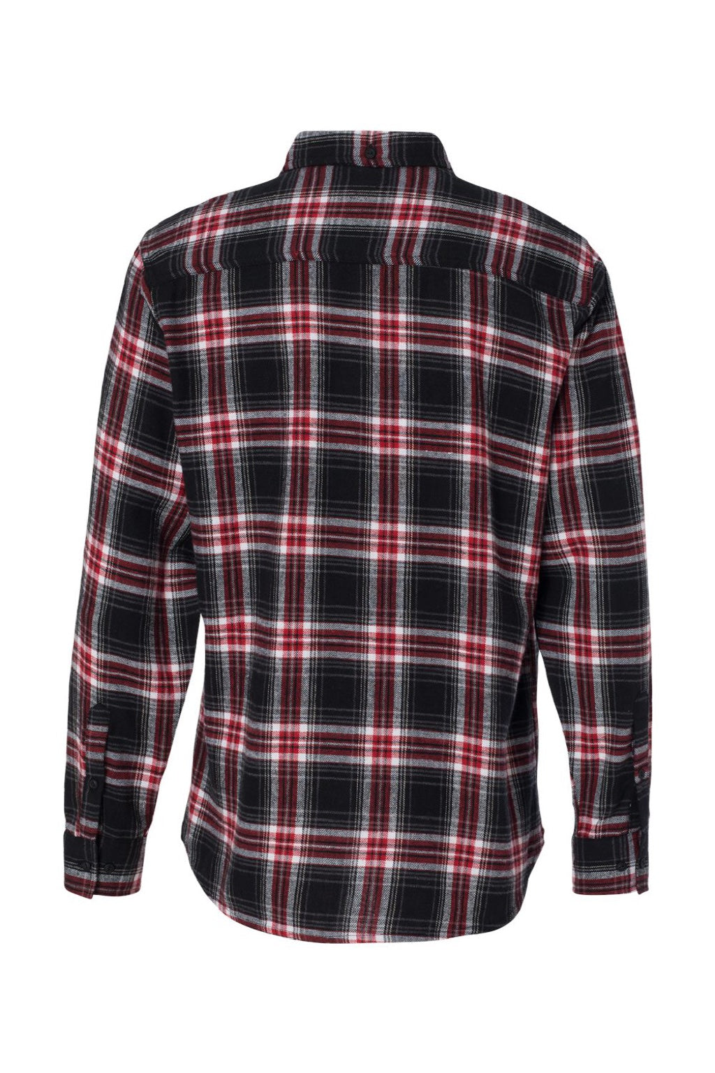 Burnside 8210 Mens Flannel Long Sleeve Button Down Shirt w/ Double Pockets Red Flat Back
