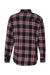 Burnside 8210 Mens Flannel Long Sleeve Button Down Shirt w/ Double Pockets Red Flat Back