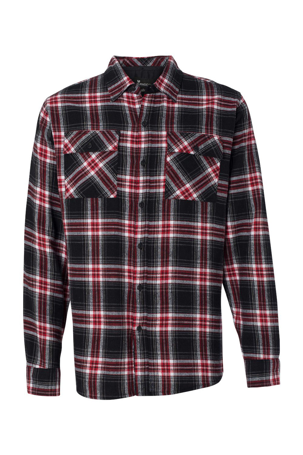 Burnside B8210/8210 Mens Flannel Long Sleeve Button Down Shirt w/ Double Pockets Red Flat Front