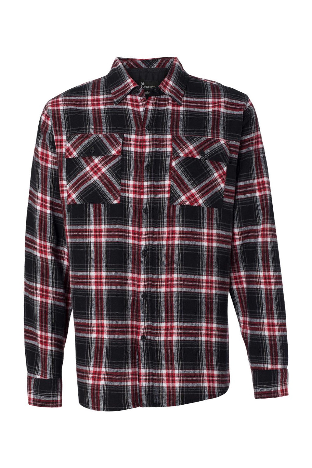 Burnside 8210 Mens Flannel Long Sleeve Button Down Shirt w/ Double Pockets Red Flat Front