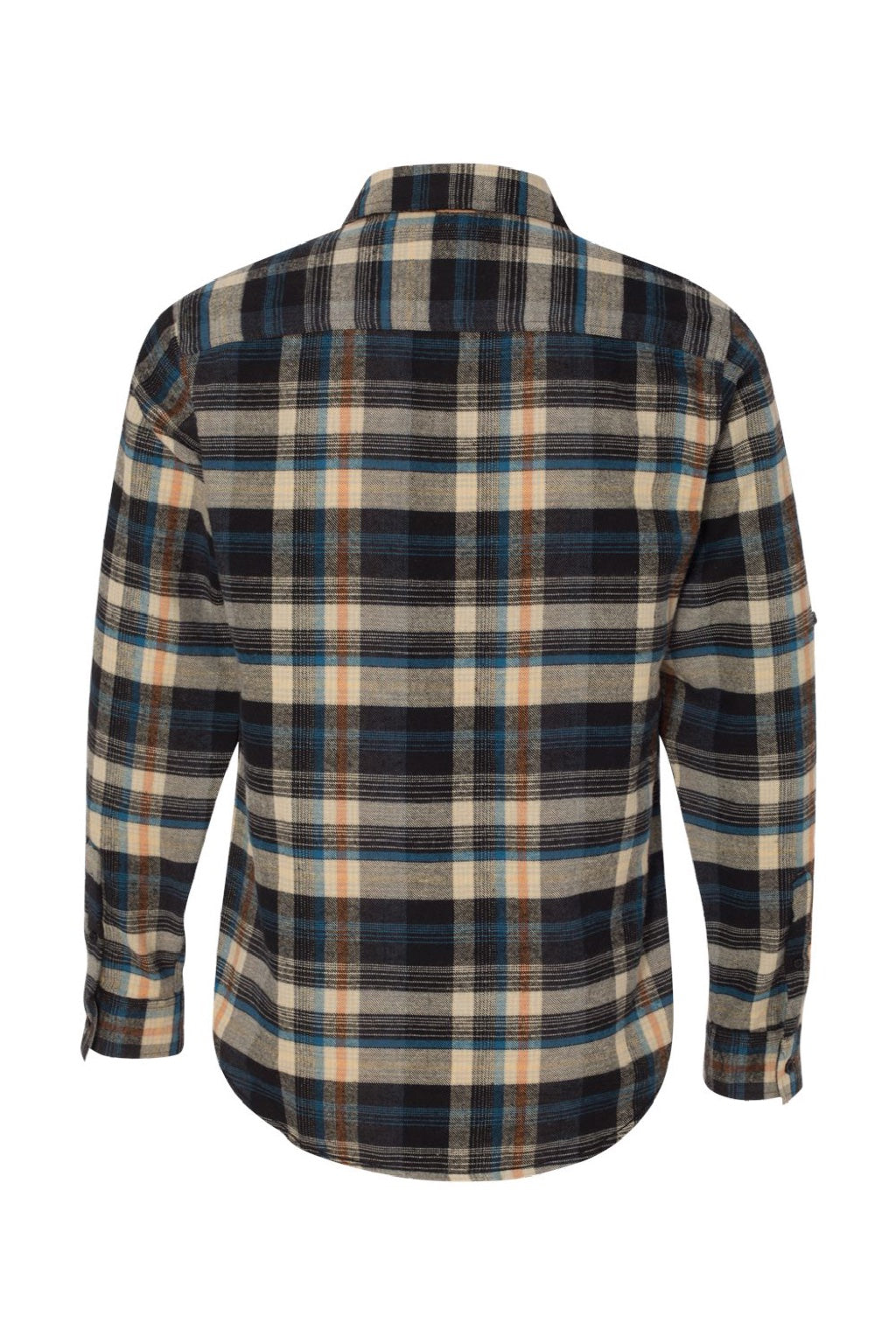 Burnside 8210 Mens Flannel Long Sleeve Button Down Shirt w/ Double Pockets Dark Khaki Flat Back