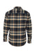 Burnside 8210 Mens Flannel Long Sleeve Button Down Shirt w/ Double Pockets Dark Khaki Flat Back