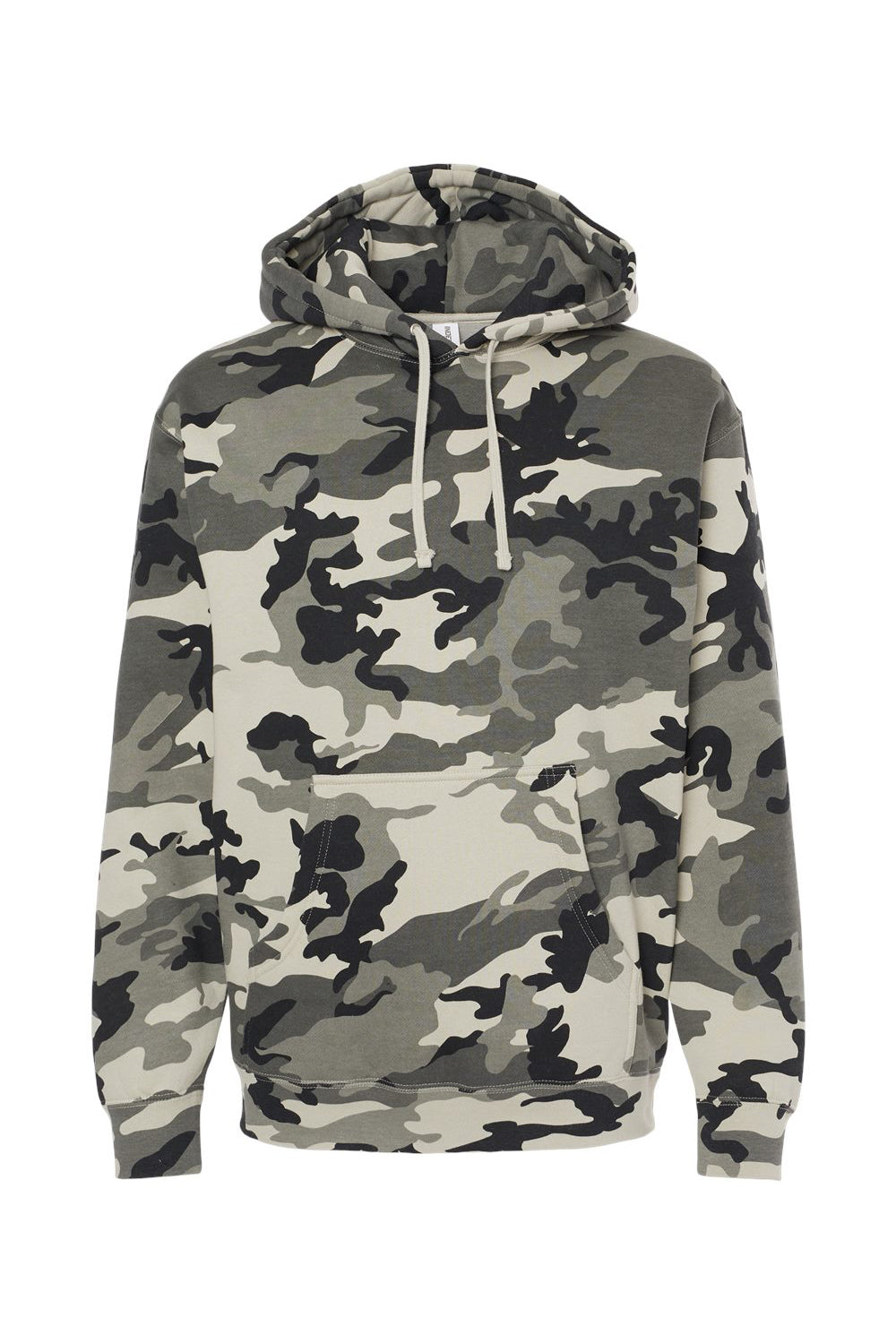 Independent Trading Company IND4000 Mens Hooded Sweatshirt Hoodie w/ Pouch Pocket Snow Camo Flat Front