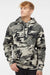 Independent Trading Company IND4000 Mens Hooded Sweatshirt Hoodie w/ Pouch Pocket Snow Camo Model Front