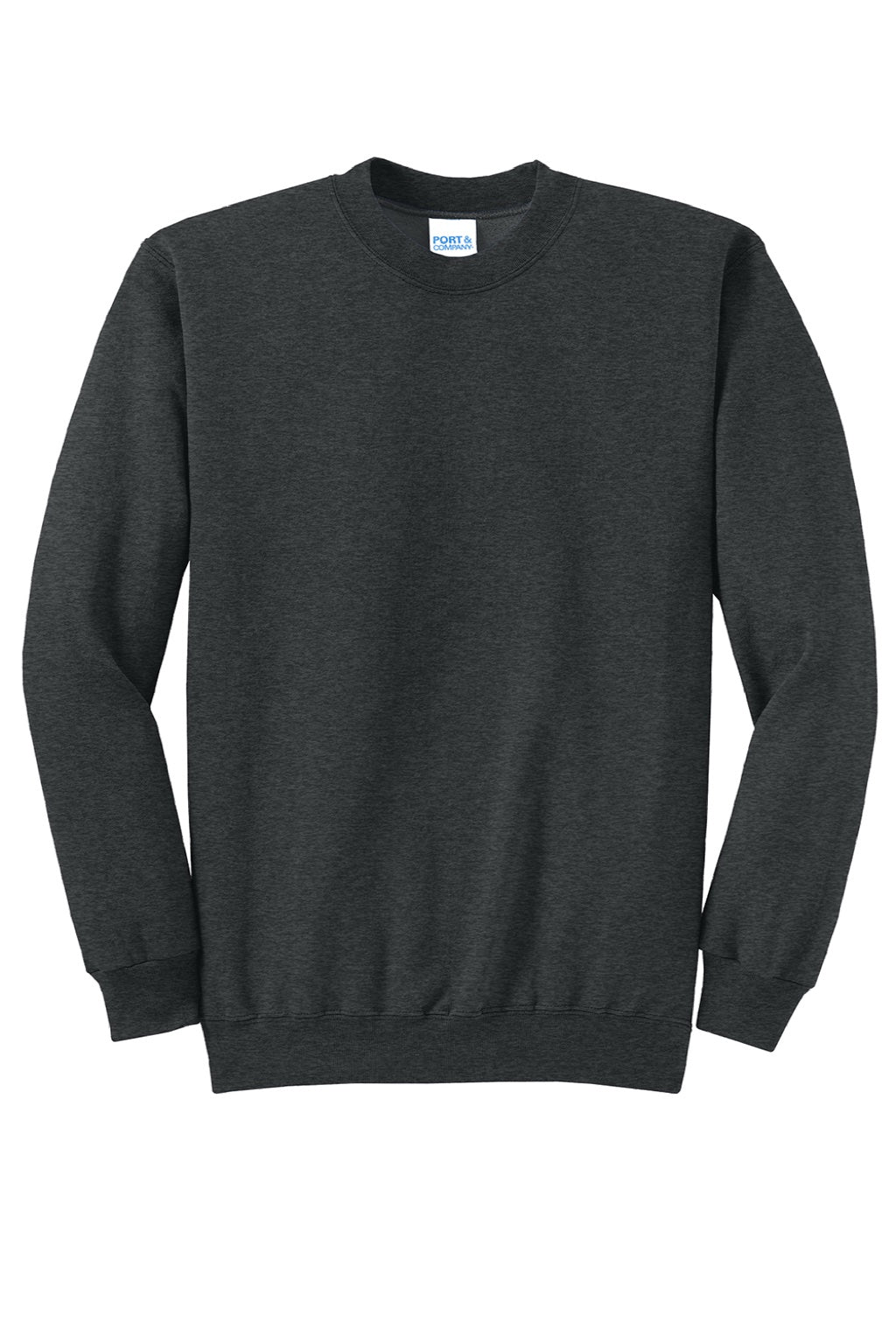 Port & Company PC78 Mens Core Pill Resistant Fleece Crewneck Sweatshirt Heather Black Flat Front